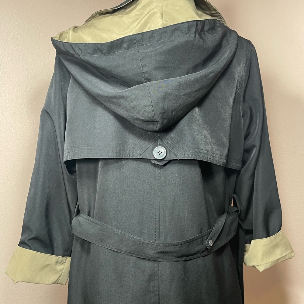 Misty Harbor‎ Black Trench Coat w/ Detachable Hood & Lining - Picture 2 of 9